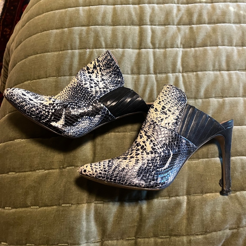 Calvin Klein Snakeskin Mule Heels